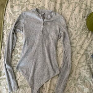 SKIMS Heather Gray Long Sleeve Bodysuit